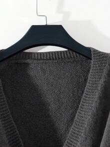 GlowEve Bộ 2 áo len dệt kim tay dài dáng rộng màu trơn cho nữ - Màu xám đen - Xem 4