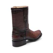 Botín Vaquero de Caballero Estilo FRANCO - Caña Corta  - Punta Cuadrada Ancha Moderna - Botas de Rodeo Cowboy Clásico con Hebilla Lateral y Tacón Bajo Antideslizante - Calzado Masculino Versátil y Cómodo. - Cognac - Ver 6