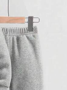 年轻男孩时尚印花舒适休闲运动衫套装 - 灰色 - 查看 4