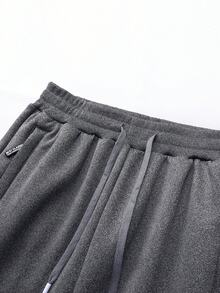 Manfinity Homme Men Solid Drawstring Waist Thermal Lined Sweatpants, For Fall Winter - Grey - View 4