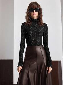 Ontre Women's High Waist Leather Flared Skirt, Suitable For Urban Commute, Business Casual, Office Wear, Teacher Attire, Elegant Occasions, Christmas, New Year Party, Wedding Guest, Autumn/Winter - Brown - View 7