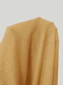 SHEIN LUNE Vacation Casual Solid Color Notched Neck Short Sleeve T-Shirt - Yellow - View 6