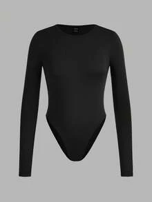 SHEIN EZwear 3件套休闲圆领长袖修身连体衣，适合春、夏、秋季穿着。