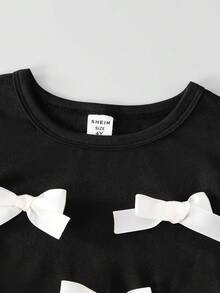 SHEIN Genkimix Kids 女童经典休闲宽松纯色圆领长袖T恤，舒适时尚，适合旅行、春秋季穿着。 - 彩色 - 查看 3