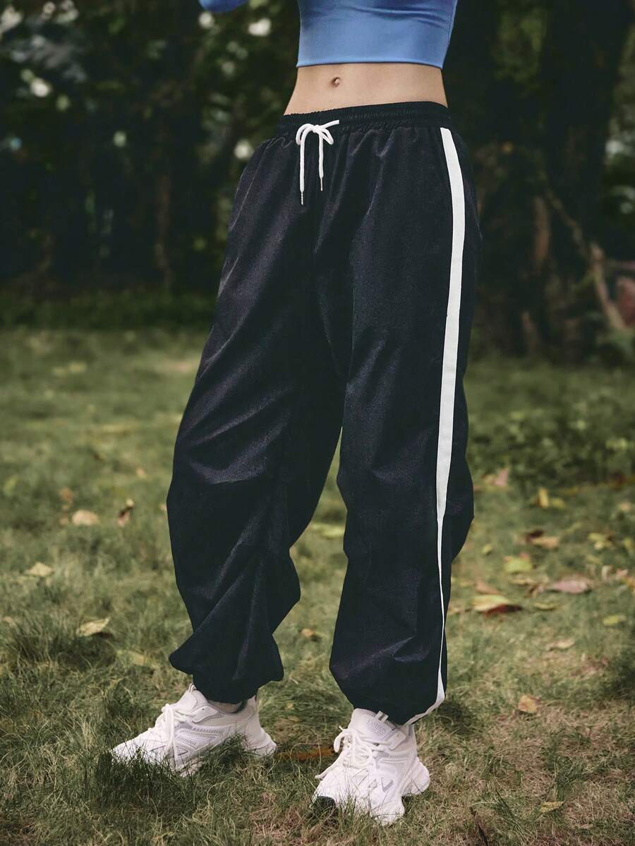 SHEIN Unity Contrast Color Drawstring Waist Loose Women Sports Pants ...