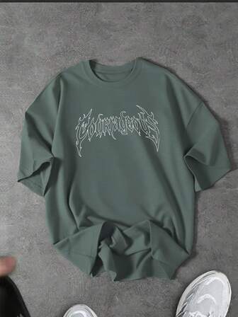 Sport MetroGents Men's Letter Print Round Neck Short Sleeve Sports T-Shirt T Shirt