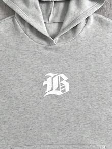 两件套休闲宽松字母印花连帽衫和直筒裤运动套装，适合青少年男孩，秋冬季街头风格穿着，可搭配休闲鞋或外套。 - 灰色 - 查看 14