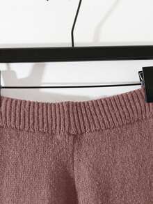 GlowEve Setelan 2 Potong Wanita: Sweater Lengan Panjang dan Celana Panjang Minimalis Warna Polos - Dusty Pink - View 4