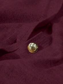 Franclia 2pcs/Set Women Casual Loose Knit Sweater & Pants Loungewear Set, Comfortable & Minimalist Design - Burgundy - View 7