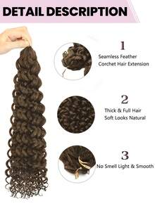 1 PC Water Wave #4 Brown Crochet Human Hair Extensions Knotless Pre-Splited Feather Human Hair Black 18-24 Inch 100G - S4 - Xem 6