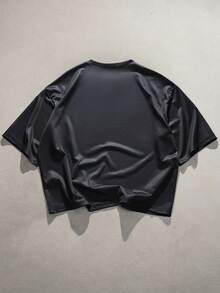 AXEPEAK 男士赛车手印花宽松圆领短袖T恤 - 黑色 - 查看 2