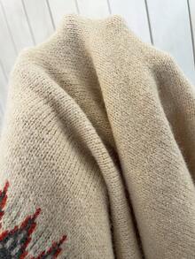 Wildy Geo Pattern Raglan Sleeve Sweater,Long Sleeve Tops In Fall/Winter