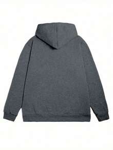 Hoodie mujer sudadera gorro capucha bolsillo canguro puños acanalados calientita cómoda diario estampado al frente mensaje de fe y esperanza versículo bíblico de amor - Gris - Ver 2