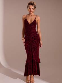 Glamine Vestido de tirantes con volantes elegantes y tela suave para mujeres