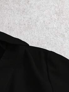 Celisse 女士纯色V领灯笼袖百搭通勤优雅长袖衬衫 - 黑色 - 查看 6