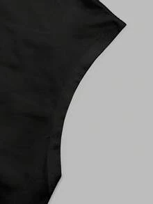 Manfinity Dauomo 男士无袖衬衫，黑色，图案设计，字母印花，经典百搭色，街头风、户外风、运动风、日常穿着皆宜，纯色设计，适合健身、锻炼、休闲等场合，男士简约无袖上衣 - 黑色 - 查看 3