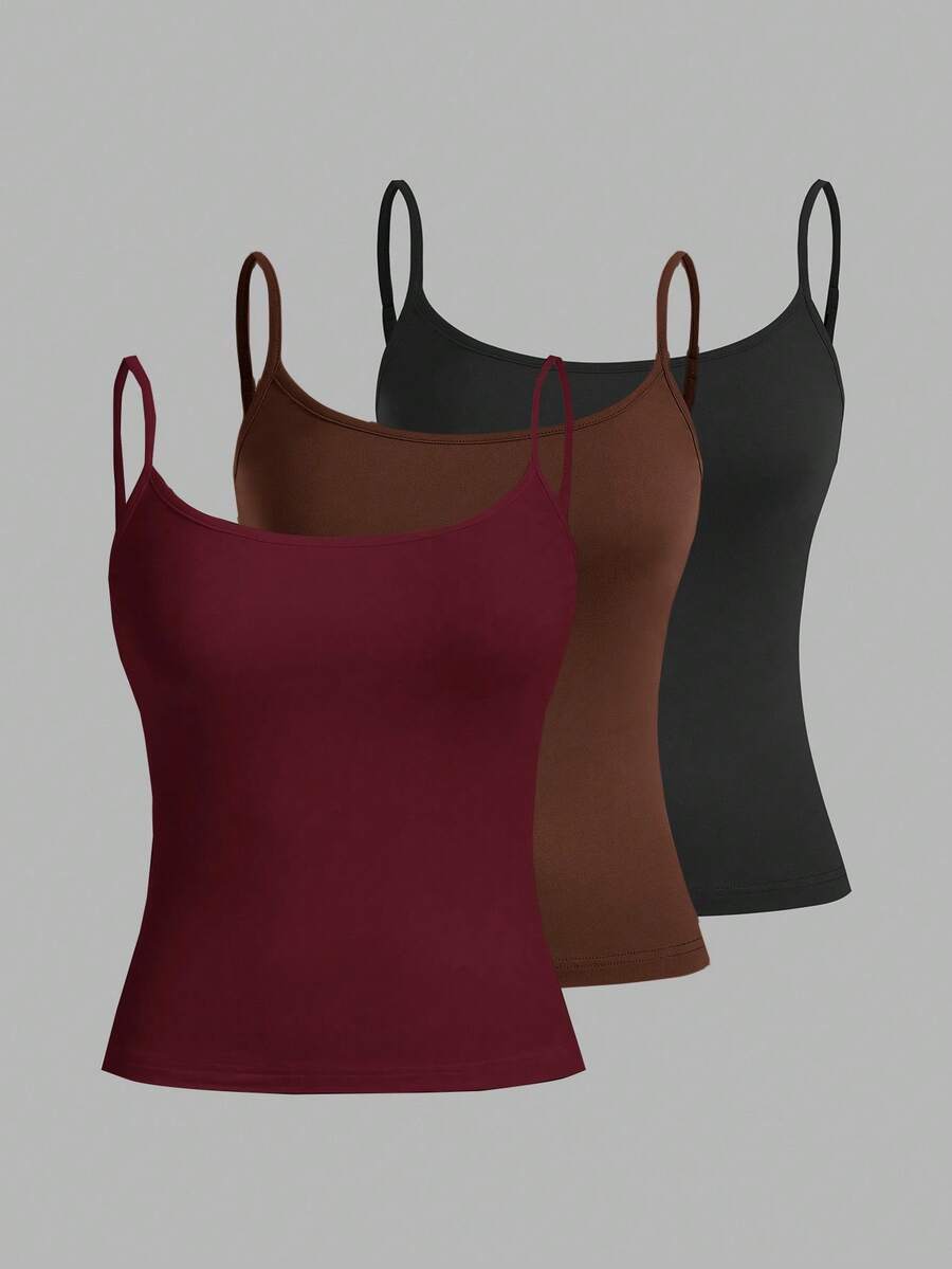 SHEIN EZwear 3件套女士性感露脐吊带背心，适合夏季穿着 - 彩色 - 查看 1