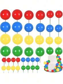 40 Piece Mini Ball Cake Decorating - Foam Ball DIY Cake Decorating Insert For Birthday, Wedding, Baby Shower, Anniversary Cake Decorating - Multicolor - View 12