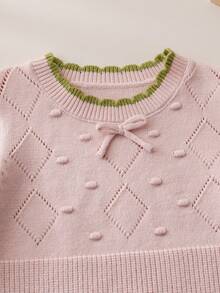 Souflis Souflis Bộ 2 áo len và váy họa tiết trái tim dễ thương cho bé gái mới biết đi, áo len màu hồng có họa tiết kim cương thanh lịch và nơ xinh xắn, kết hợp với chân váy màu xanh lá cây tươi mát, thích hợp cho trẻ mẫu giáo, hoạt động cha mẹ - con cái, dạo chơi trong công viên, mùa xuân/thu, mùa thu/đông - màu xanh lá - Xem 9