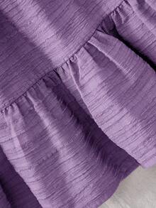 Travachic KIDS 女宝宝可爱夏季度假绿色纹理宽松吊带连衣裙 - 紫色 - 查看 6