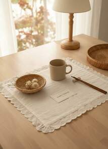 Cirelle 1/2/6 件法国白色蕾丝蝴蝶结装饰餐垫，适合情人节和家居装饰