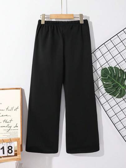 SHEIN Quần nỉ cạp rút màu trơn đơn giản cho bé trai tuổi mới lớn