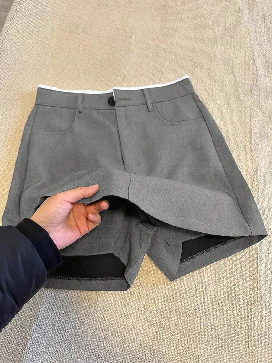 Celisse Versatile Simple Skirt Pants For Women, Commuter Wear - Grey - View 1