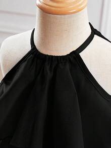 女宝宝可爱红色优雅薄纱夏日连衣裙 - 黑色 - 查看 4