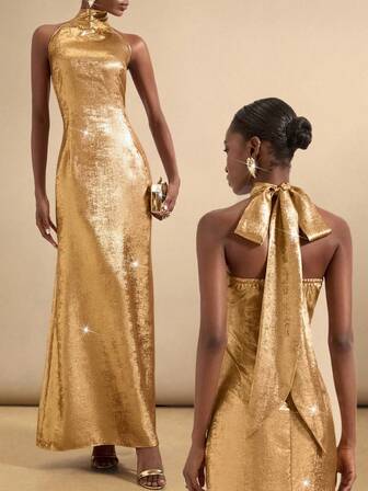 SHEIN Veneréa 女式超长无袖高领连衣裙