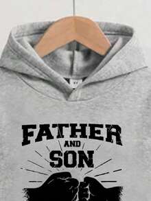 年轻男孩时尚印花舒适休闲运动衫套装 - 灰色 - 查看 3