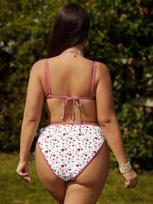 Swim Mod Plus Size Women 2pcs Floral Print Spaghetti Strap Triangle Bikini Set, Vacation - Multicolor - View 6