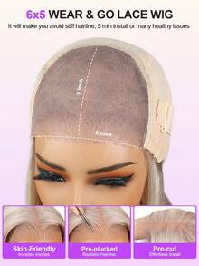 Density Pro 金色挑染直发波波头假发，预剪裁，6x5蕾丝无胶假发 - 100%真人发透明蕾丝封顶，预拔发际线，彩色假发，10-12英寸短波波头假发 - 透气帽，柔软弹力，全天舒适，适合日常佩戴，万圣节派对造型，旅行、节日、舞会、户外角色扮演、校园、学校、海滩、婚礼、露营、假日穿搭，夏季、秋季、冬季风格穿搭，度假风情，魅力优雅休闲，Y2K酷炫时尚风格 - S10/613 - 查看 5