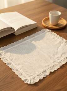 Cirelle 1/2/6 件法国白色蕾丝蝴蝶结装饰餐垫，适合情人节和家居装饰