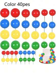 40 Piece Mini Ball Cake Decorating - Foam Ball DIY Cake Decorating Insert For Birthday, Wedding, Baby Shower, Anniversary Cake Decorating - Multicolor - View 9