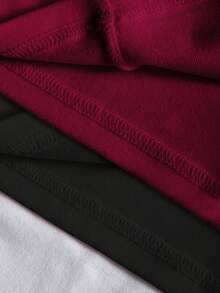 2 piezas Chaqueta de mujer de terciopelo con cremallera delgada, blanco y burdeos, estilo casual de calle, manga larga ajustada, otoño - Multicolor 2 - Ver 5