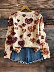 EMERY ROSE Plus Size Vintage Casual Jacquard Embroidered Fitted Long Sleeve Knit Pullover Sweater - Multicolor - View 2