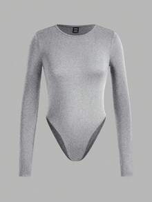 SHEIN EZwear 3pcs Solid Color Versatile Outdoor & Homewear Contrast Color Women Long Sleeve Bodysuit, Suitable For Spring & Autumn - Multicolor - View 4