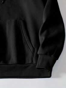 Hoodie mujer sudadera gorro capucha bolsillo canguro puños acanalados calientita cómoda diario estampado al frente frase inspiradora cristiana texto religioso mensaje de fe espiritual Jesús - Negro - Ver 4