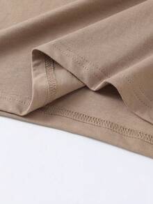 Camiseta casual de mujer de manga corta y superficie lisa con cuello redondo suelto fuera de la calle de verano - Multicolor - Ver 3