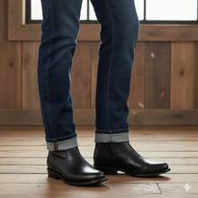 Botas Cowboy Vaqueras de Caballero Clásicas B467-3  | Estilo Retro Casual con Cremallera Lateral | Calzado de Montar a Media Caña para Hombre | Otoño Invierno Elegante y Cómodo - Negro - Ver 6