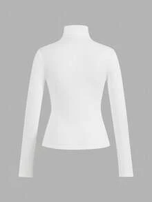 SHEIN EZwear 3件套女士黑色、棕色、白色休闲高领长袖紧身打底T恤套装，适合秋冬季穿着 - 彩色 - 查看 6