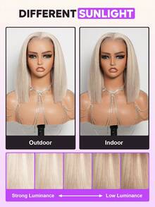 Density Pro 金色挑染直发波波头假发，预剪裁，6x5蕾丝无胶假发 - 100%真人发透明蕾丝封顶，预拔发际线，彩色假发，10-12英寸短波波头假发 - 透气帽，柔软弹力，全天舒适，适合日常佩戴，万圣节派对造型，旅行、节日、舞会、户外角色扮演、校园、学校、海滩、婚礼、露营、假日穿搭，夏季、秋季、冬季风格穿搭，度假风情，魅力优雅休闲，Y2K酷炫时尚风格 - S10/613 - 查看 10