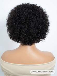 短款精灵卷发发箍假发，真人发短卷半头假发，水波纹精灵短发假发，适合新手，自然黑色 - Natural Black - 查看 5