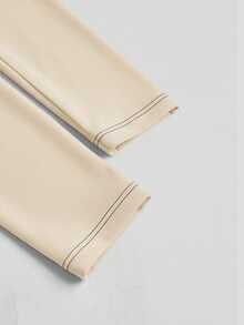 Heiryn بدلة بلوزة وبنطلون ملون عادي للنساء، طقم قطعتين للخريف - لون مشمشي - مشاهدة 7