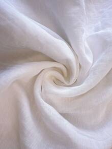 GlowEve CURVE Plus Size Women Elegant Simple Solid Color Pleated Collar Colorful Button Decor Round Neck Short Sleeve Blouse - White - View 6