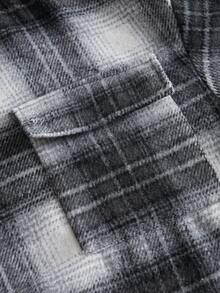 PAVTROS Men's Letter Embroidery Plaid Pocket Casual Loose Hoodie Acid Wash Hoodie Motorcycle Hoodie Grunge Hoodie Cropped Graphic Street Hoodie Men's Flannel Hoodie Men - Multicolor - View 7