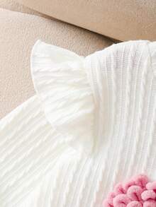 Elladie kids 2 pezzi/set Ragazza giovane, stile casual di tutti i giorni, stile di strada alla moda, t-shirt a maniche lunghe con design a cuore a girocollo e pantaloncini in velluto a coste, completo adatto per tutte le stagioni - Rosa - Visualizzare 6