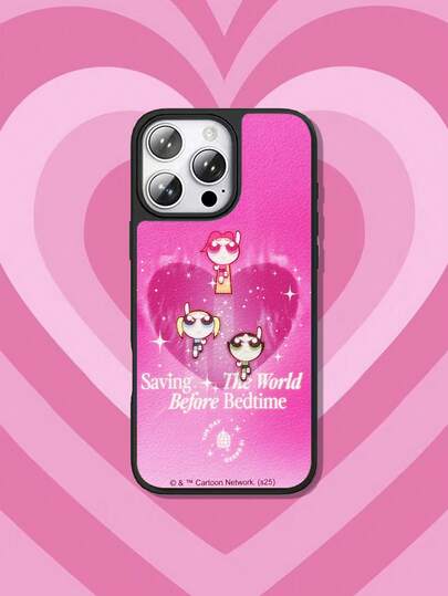 THE POWERPUFF GIRLS X SHEIN Detta Powerpuff Girls 2-i-1-telefonskal är tillverkat av TPU+PC-material, med en stöttålig frostad textur och en lädertexturerad finish för att förhindra handsvett. Det utsökta tryckta hjärtmönstret skyddar effektivt dina Apple 14/15, 16/17 Pro Max-telefoner.
