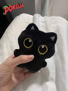 POKOJA LAND - SELECTS Cute Black Cat Plush Doll Keychain, Super Adorable Small Cat Stuffed Animal Pendant, Random Pearl Chain, Best Gift For Kids, Perfect Gifts For Birthday, Halloween Decorations, Christmas Gifts, Home Decor, Christmas Decorations Spring To Summer - Multicolor - View 2