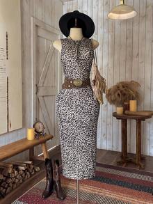 Wildy Leopard Print Knitted Sleeveless Bodycon Dress For Women,Summer Dresses For Women - Multicolor - View 1